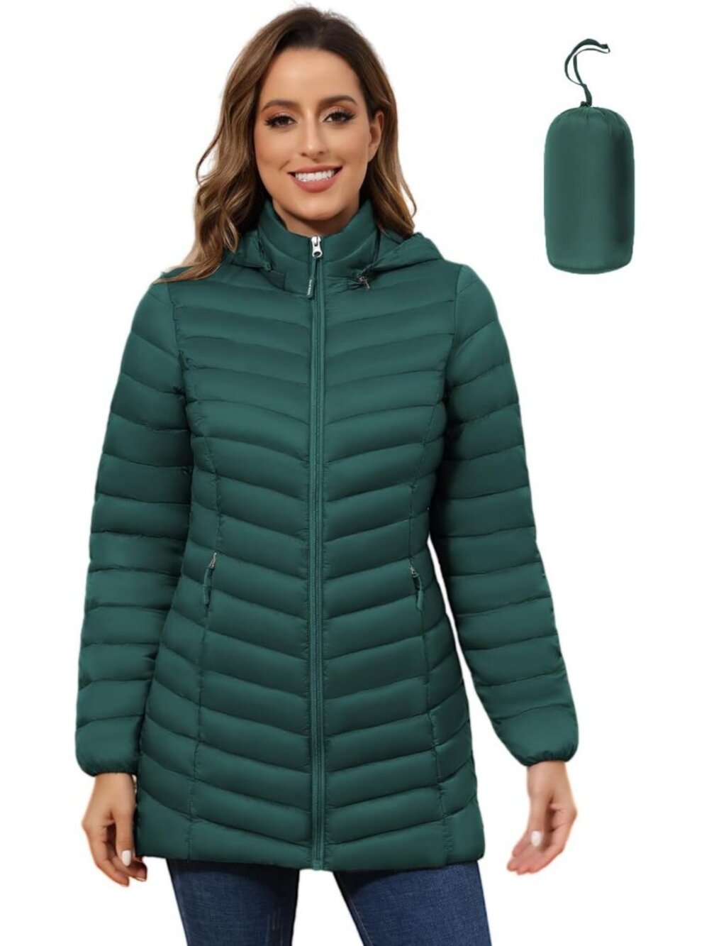 Lightweight Packable Puffer Jacket for Women | Hooded Winter Coat, Warm
